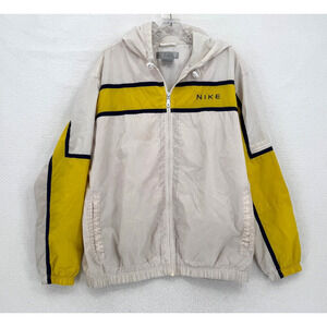 Vintage Nike Womens Striped Full Zip Hooded Windbreaker Jacket Sz XL (16/18)